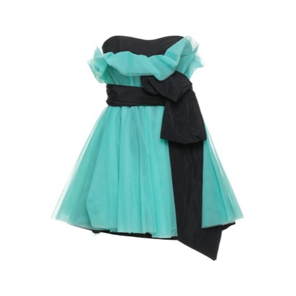 Simone Marulli NWT Strapless Tulle Bow Dress in Green/Black Size IT44/US 8